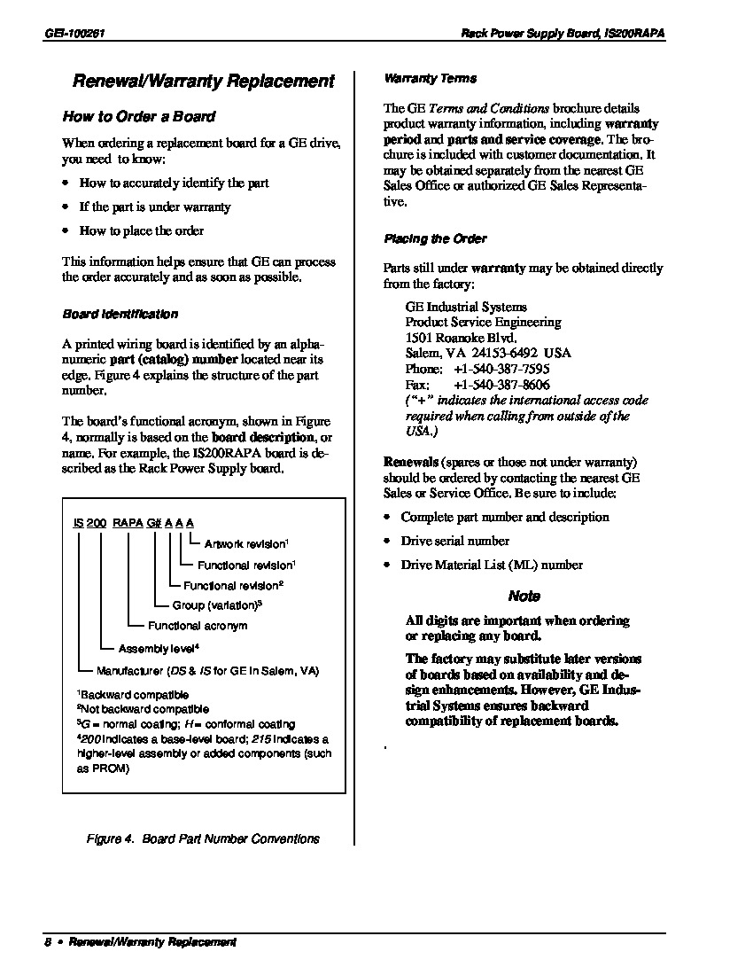 First Page Image of IS200RAPAG1A Renewal and Replacement Warranty.pdf